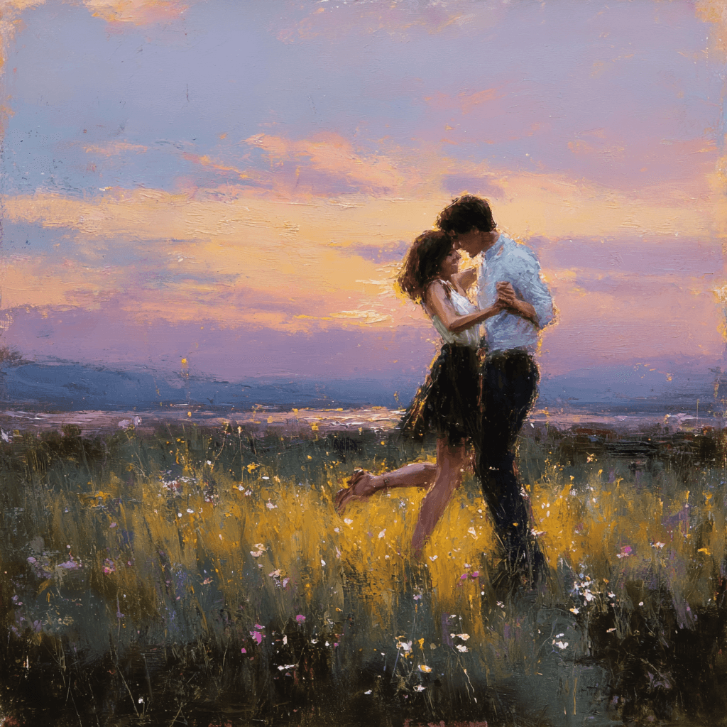 Romantic impressionist painting of couple - personalised artwork gift